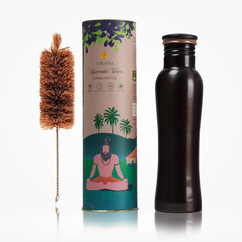 Buy Ayurvedic Vintage Plain Copper bottle - 1 Litre | Shop Verified Sustainable Bottles & Sippers on Brown Living™