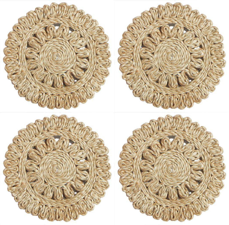 Buy Azal Braided Jute Round Coasters - Set Of 4 | Shop Verified Sustainable Table Decor on Brown Living™