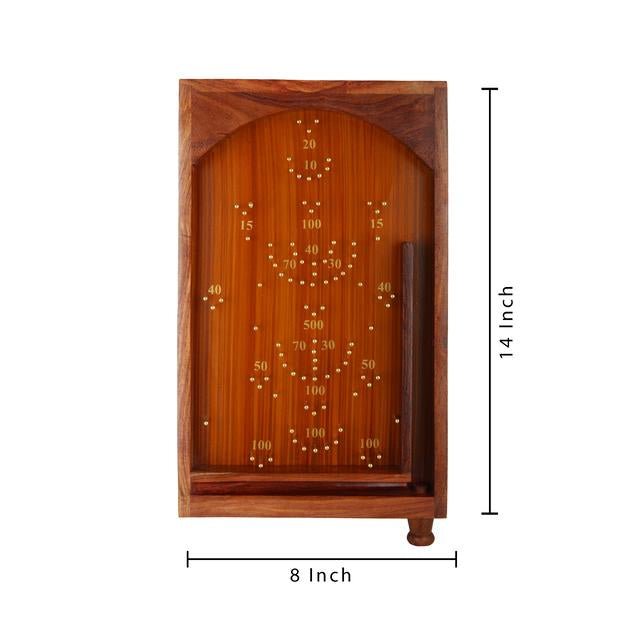 Buy Wooden Handcrafted Traditional Bagatelle Pinball Game (14" X 8" X 3") | Shop Verified Sustainable Learning & Educational Toys on Brown Living™