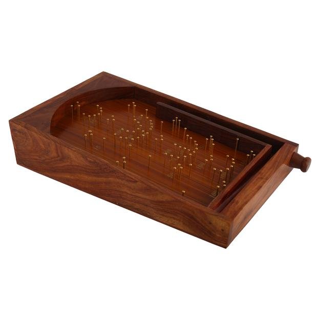 Buy Wooden Handcrafted Traditional Bagatelle Pinball Game (14" X 8" X 3") | Shop Verified Sustainable Learning & Educational Toys on Brown Living™