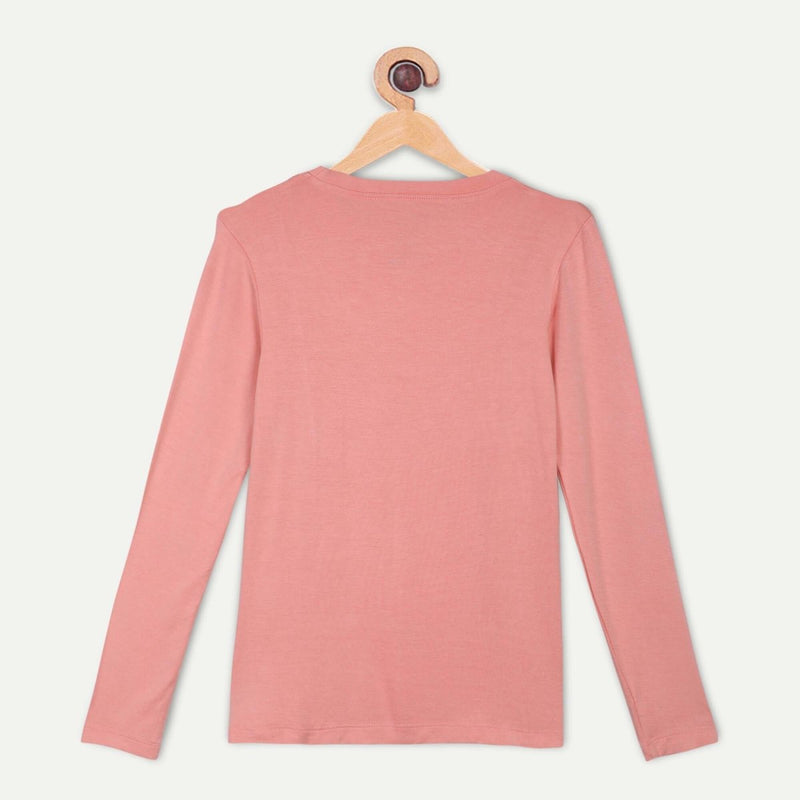 Buy Bamboo Fabric Girl's Front Ruffle Top - Peach | Shop Verified Sustainable Kids Tops on Brown Living™