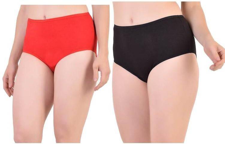 Buy Bamboo Fabric Women's Hipster Panty- Red and Black- Pack of 2 | Shop Verified Sustainable Womens Underwear on Brown Living™