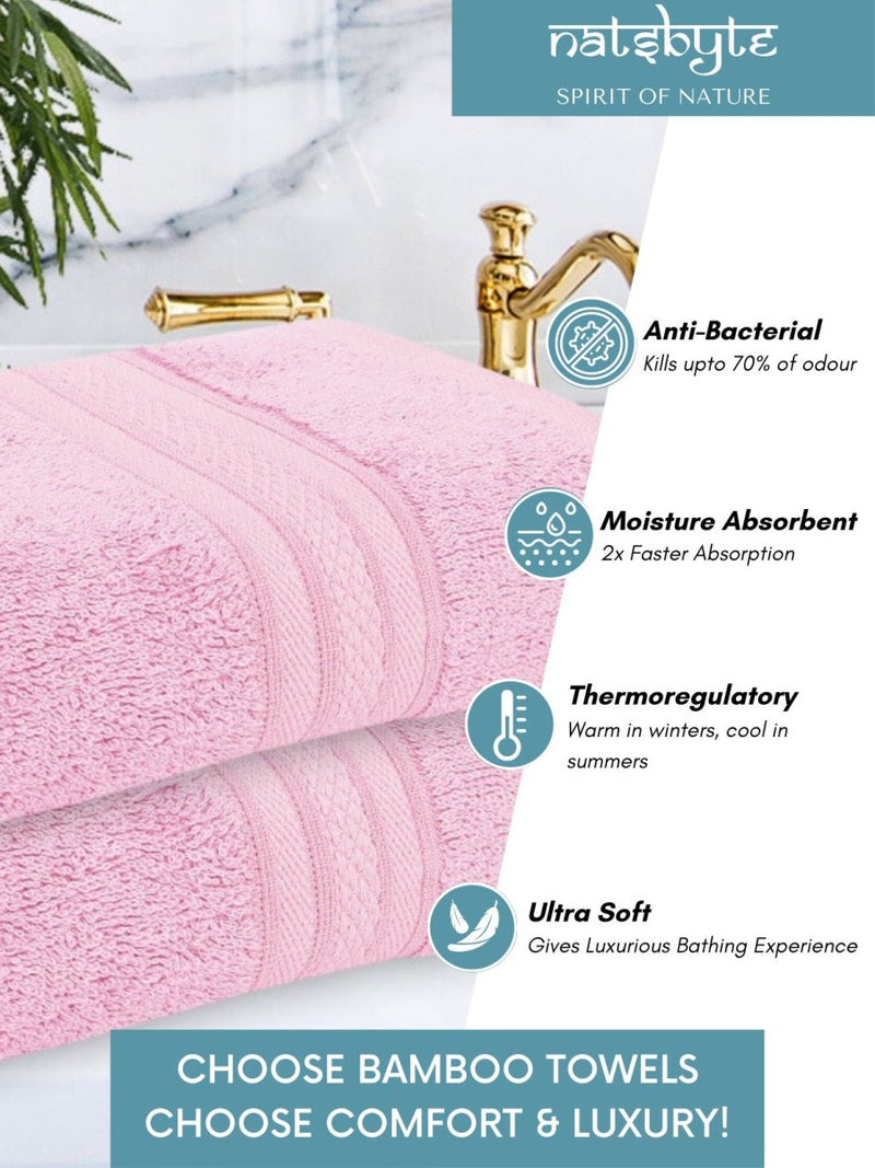 Bamboo Fiber Face Towel - Pink (Pack of 3) | Verified Sustainable Bath Linens on Brown Living™