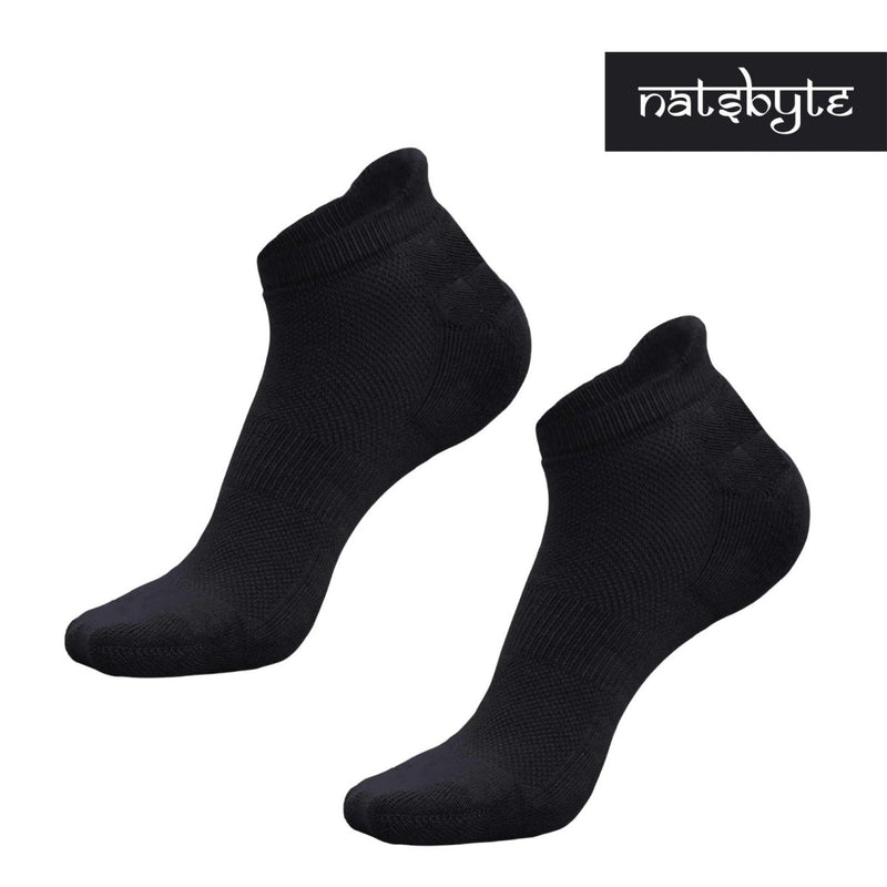 Bamboo Fiber Unisex Ankle Socks (Odour Free) - Black | Verified Sustainable Womens Socks on Brown Living™