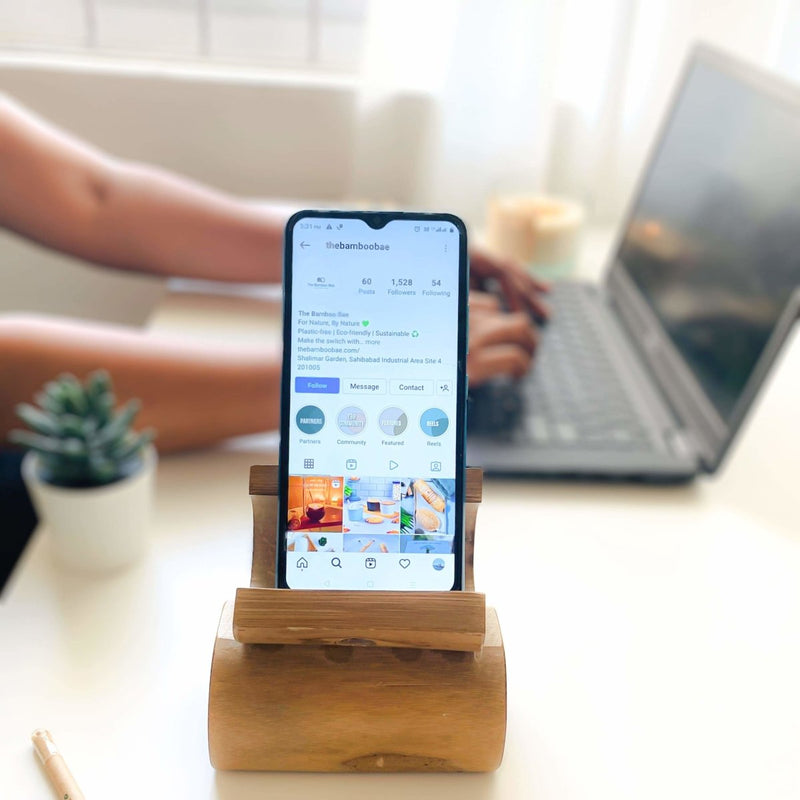 Buy Bamboo Mobile Holder | Charging Dock | Ideal Corporate Gift | Shop Verified Sustainable Tech Accessories on Brown Living™