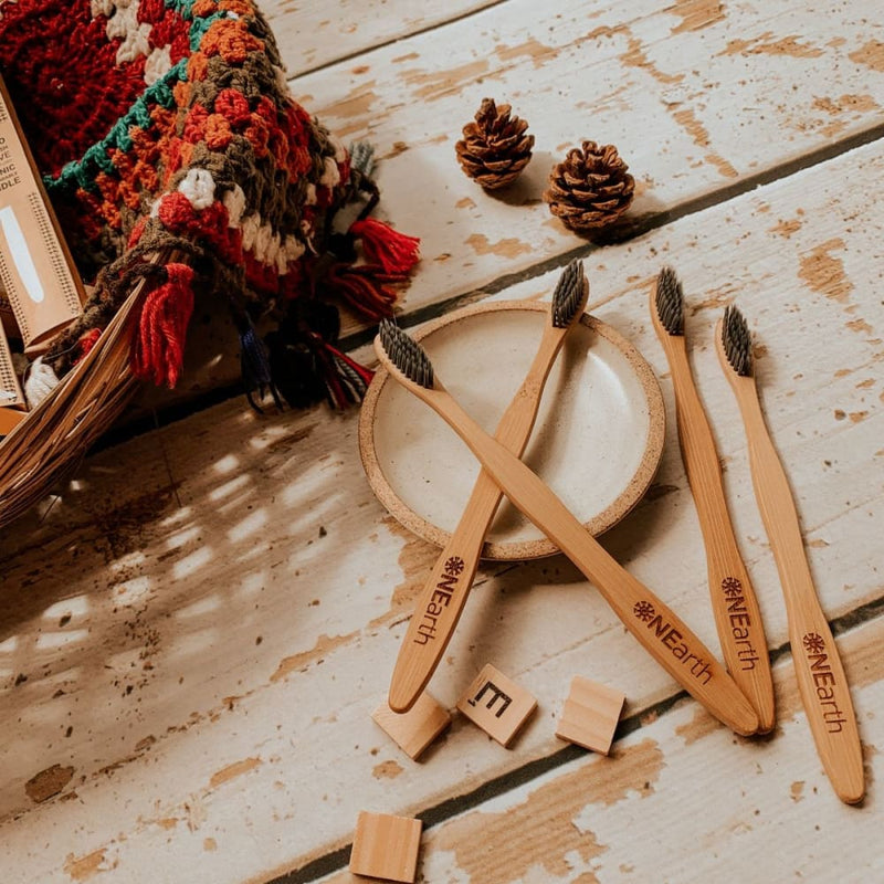 Bamboo Toothbrush - Pack of 4 Charcoal | Verified Sustainable Personal care on Brown Living™