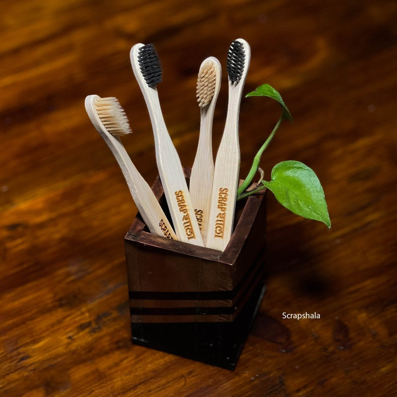 Buy Bambooclean Toothbrush Kids | Pack of 4 | Natural Bamboo Handle | Soft Charcoal Bristles | Shop Verified Sustainable Tooth Brush on Brown Living™