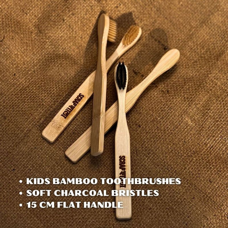 Buy Bambooclean Toothbrush Kids | Pack of 4 | Natural Bamboo Handle | Soft Charcoal Bristles | Shop Verified Sustainable Tooth Brush on Brown Living™