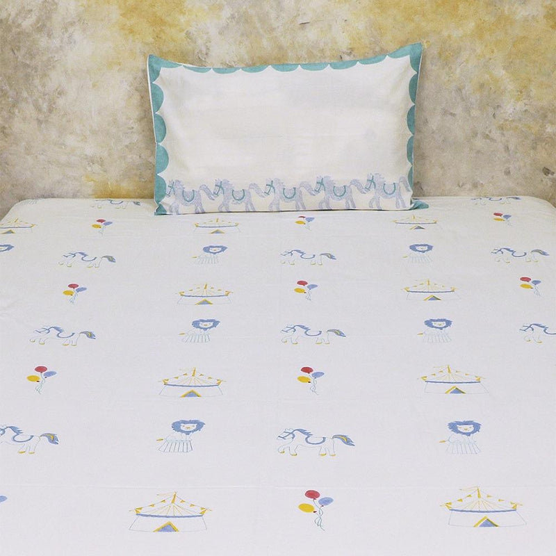 Buy Bed Set - I Am Going To The Circus - Teal | Shop Verified Sustainable Bed Linens on Brown Living™