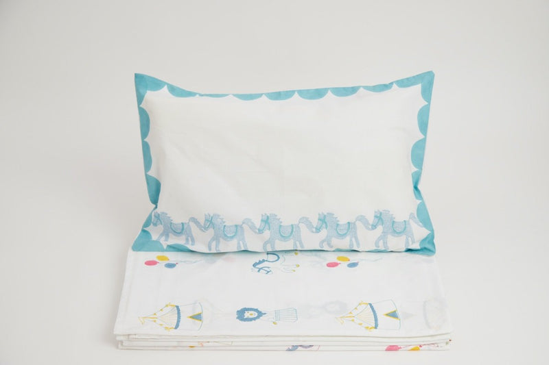 Buy Bed Set - I Am Going To The Circus - Teal | Shop Verified Sustainable Bed Linens on Brown Living™