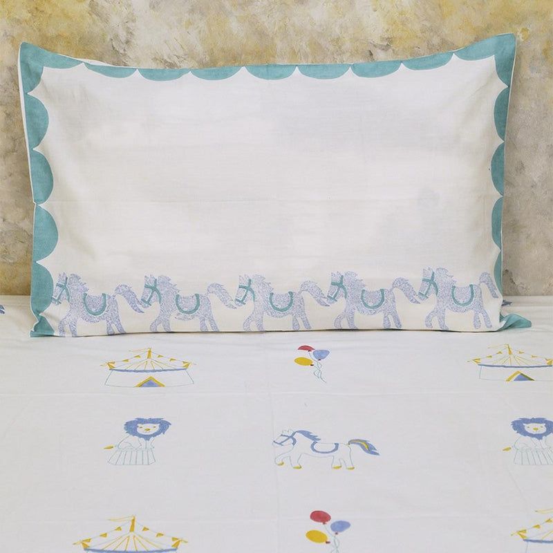 Buy Bed Set - I Am Going To The Circus - Teal | Shop Verified Sustainable Bed Linens on Brown Living™