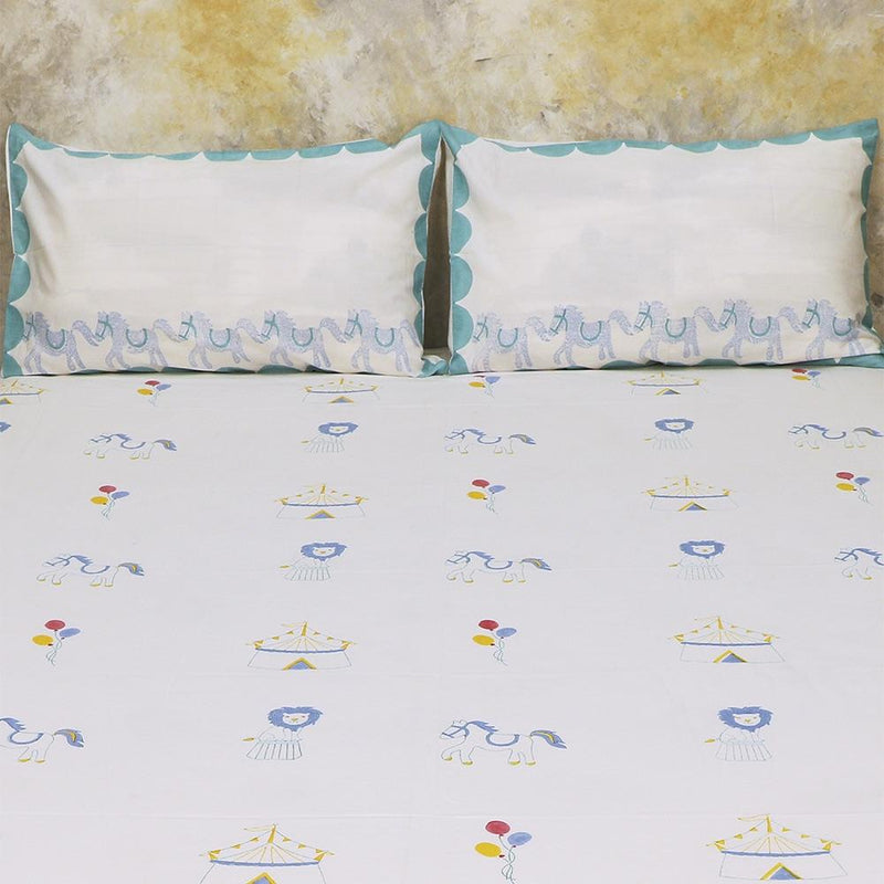 Buy Bed Set - I Am Going To The Circus - Teal | Shop Verified Sustainable Bed Linens on Brown Living™