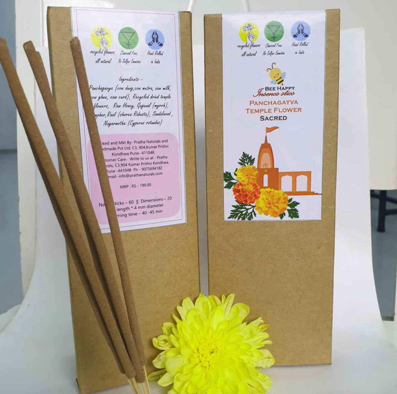 Buy Bee Happy Incense stick | Panchgavya Temple flower Sacred (Pack of 2) | Shop Verified Sustainable Pooja Needs on Brown Living™