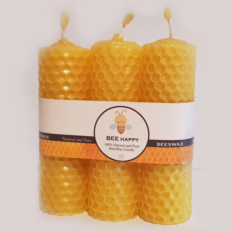 Buy BEE Happy | Pure Beeswax Hand-Rolled Candle pack of 3 | Shop Verified Sustainable Candles & Fragrances on Brown Living™