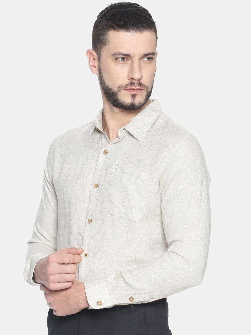 Buy Beige Colour Slim Fit Hemp Formal Shirt | Shop Verified Sustainable Mens Shirt on Brown Living™