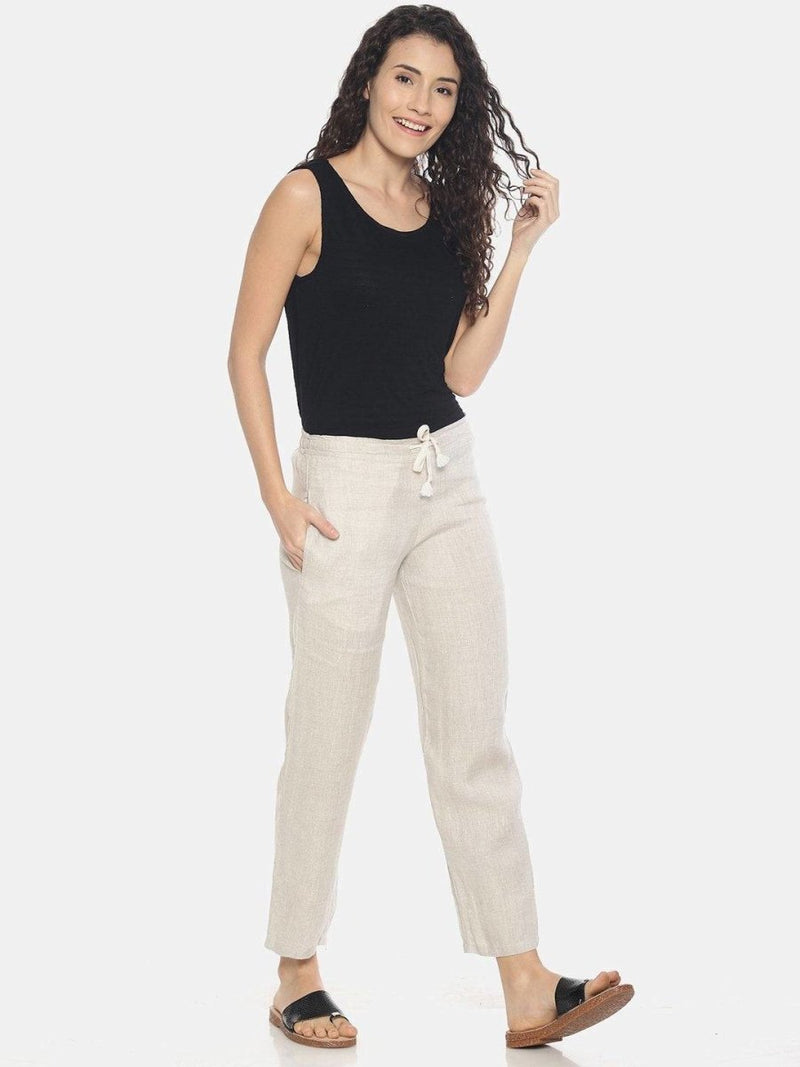 Buy Beige Colour Solid Lounge Pants For Women | Shop Verified Sustainable Womens Pants on Brown Living™