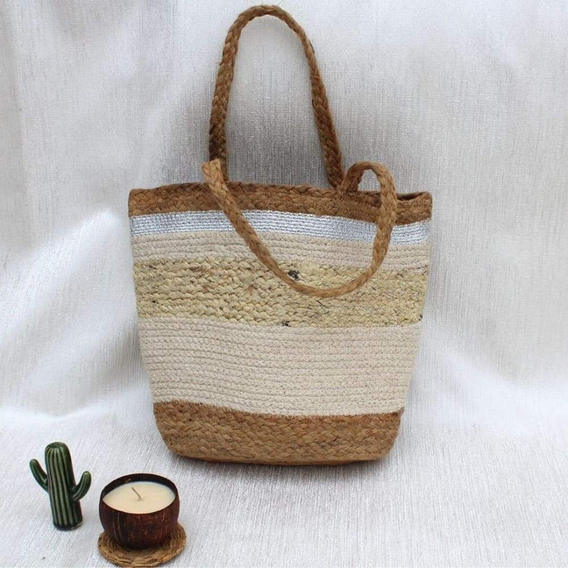 Beige Jute Tote Bag | Verified Sustainable Womens Bag on Brown Living™