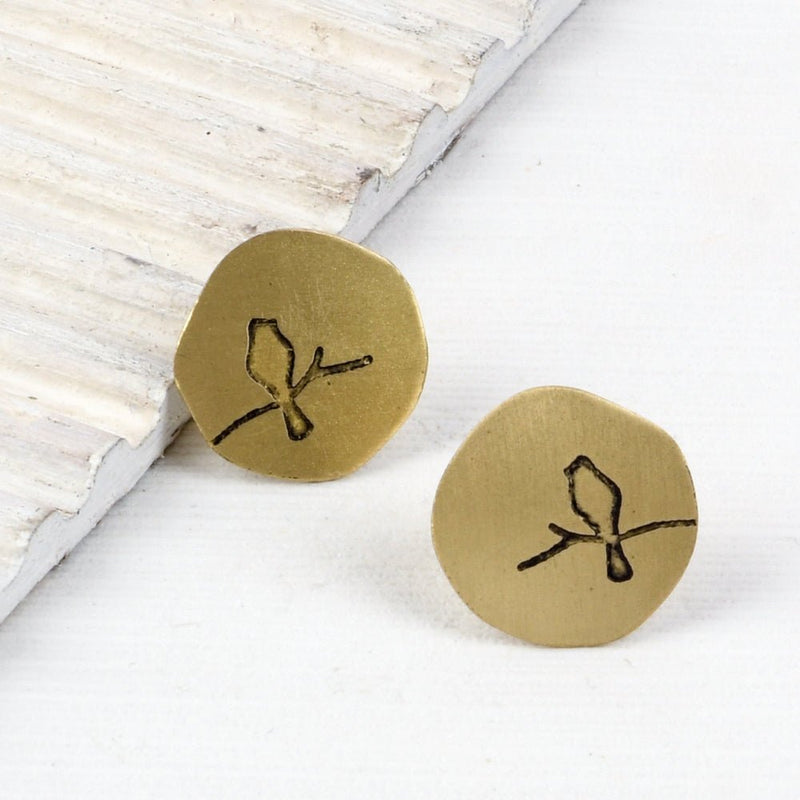 Buy Bird Brass Handcrafted Stud Earrings | Shop Verified Sustainable Womens earrings on Brown Living™