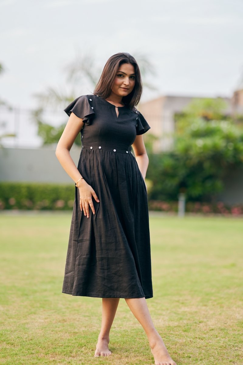 Buy Black Ash Dress | Bamboo and Hemp Fabric | Shop Verified Sustainable Womens Dress on Brown Living™