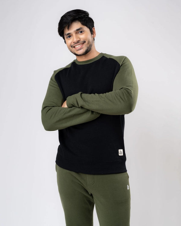 Buy Black Raglan Cotton Sweatshirt | Shop Verified Sustainable Mens Sweatshirt on Brown Living™