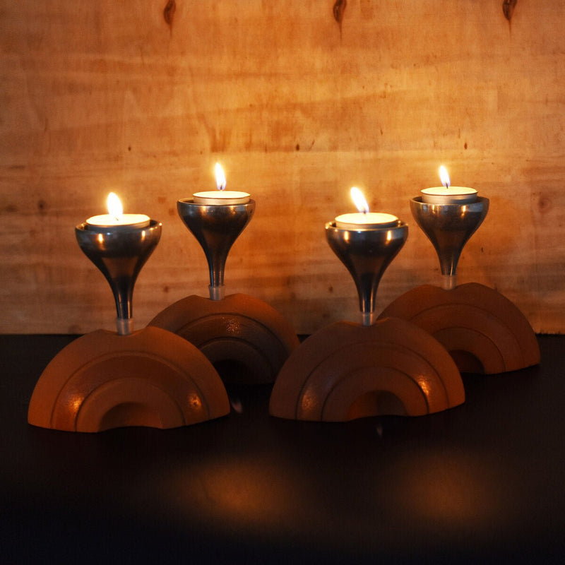 Buy Bliss Half Moon Aluminum Candle Holder- Set Of 4 with Free Soywax Tealights | Shop Verified Sustainable Candles & Fragrances on Brown Living™