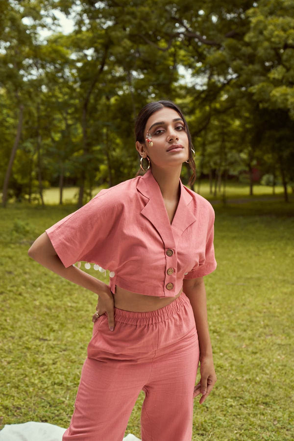 Blooming Ruffino Handloom Cotton Shirt | Verified Sustainable Womens Shirt on Brown Living™