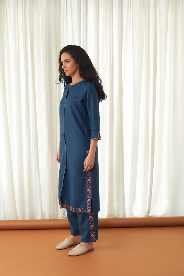 Blue Linen Kurta Set | Verified Sustainable Womens Kurta on Brown Living™