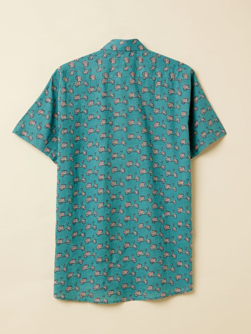 Buy Blue Scooter Printed Shirt | Shop Verified Sustainable Mens Shirt on Brown Living™