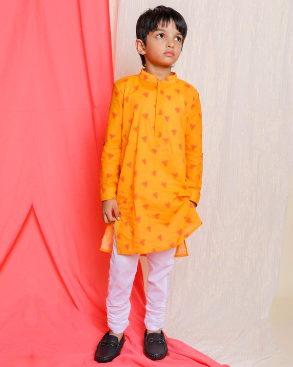 Buy Bouin Embroidered Kurta | Yellow | Shop Verified Sustainable Kids Ethnic Sets on Brown Living™