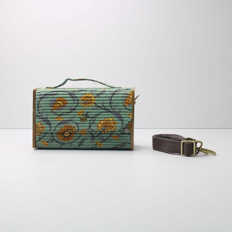 Buy Box Sling Bag/Clutch with Changeable Sleeve (Floral Creeper Green & Solid Mauve) | Shop Verified Sustainable Womens Bag on Brown Living™