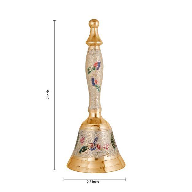 Buy Brass Puja Bell for Home Mandir- Colourful Jingle Bell- 7" inch Tall | Shop Verified Sustainable Pooja Needs on Brown Living™