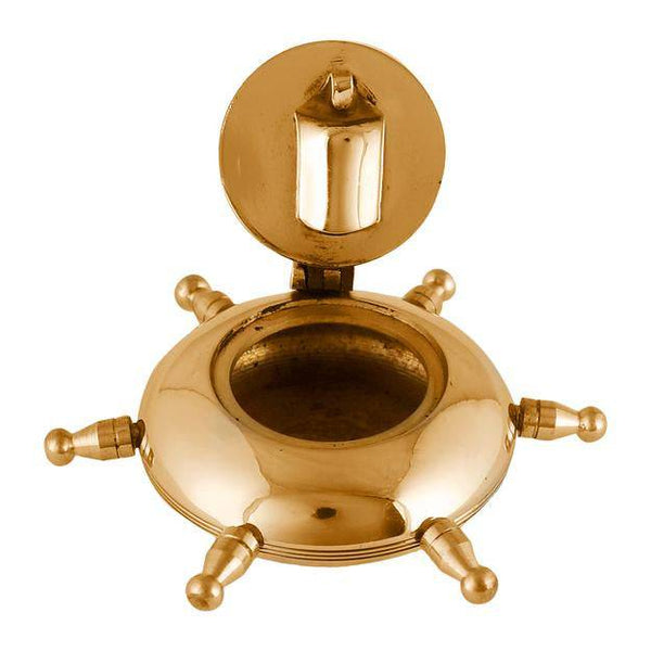 Buy Brass Nautical Wheel Design Cigarettes Ashtray | Shop Verified Sustainable Table Decor on Brown Living™