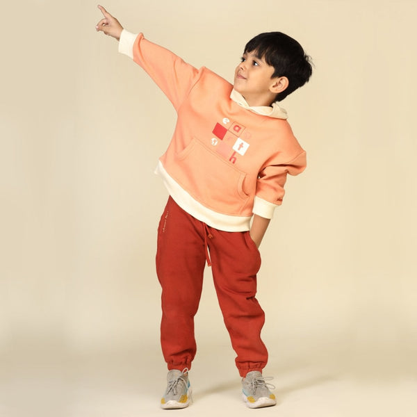 Buy Brick Red Unisex Joggers in Cotton Fleece | Planet First | Shop Verified Sustainable Kids Pajamas on Brown Living™