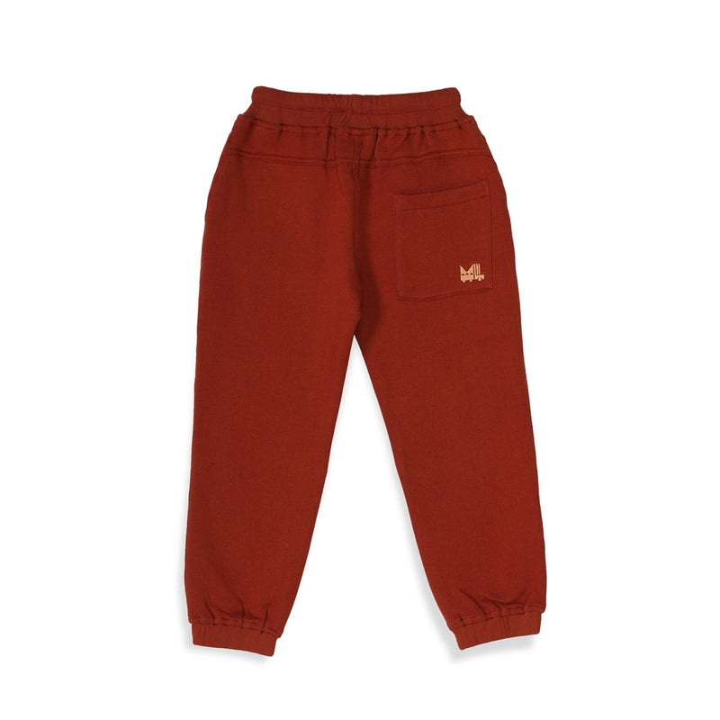 Buy Brick Red Unisex Joggers in Cotton Fleece | Planet First | Shop Verified Sustainable Kids Pajamas on Brown Living™