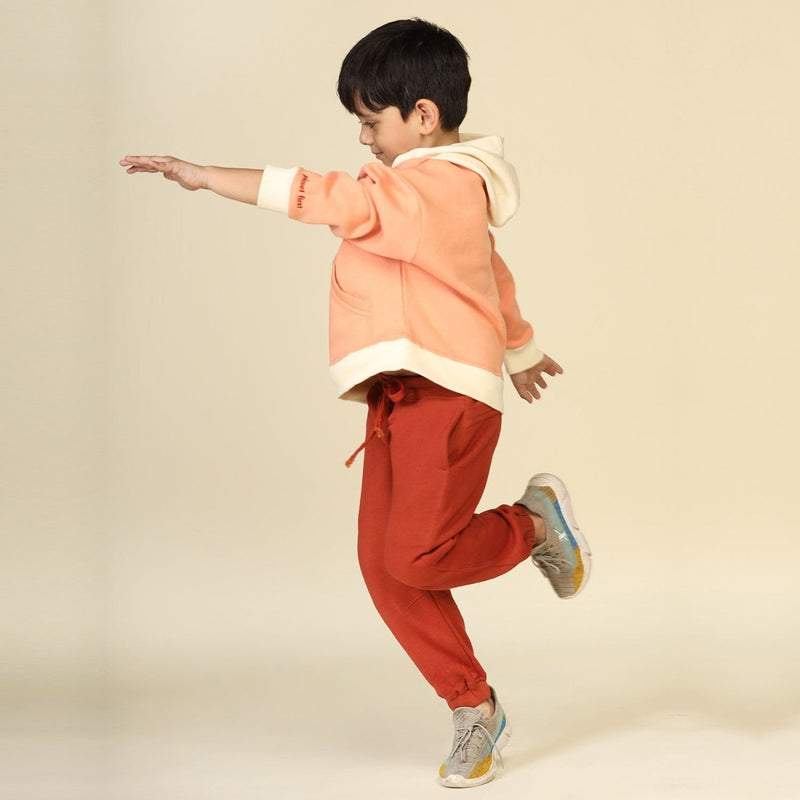 Buy Brick Red Unisex Joggers in Cotton Fleece | Planet First | Shop Verified Sustainable Kids Pajamas on Brown Living™