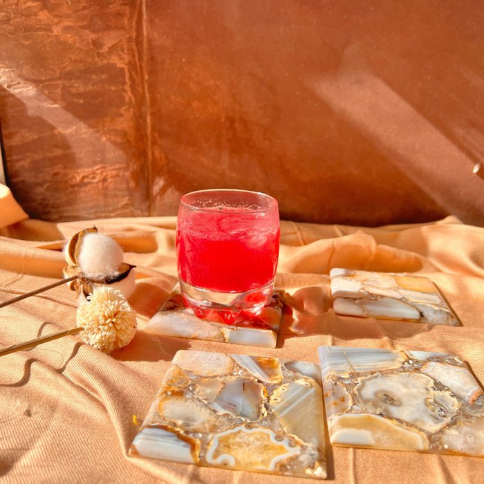 Buy Brown Agate Square Coaster | Set of 4 | Shop Verified Sustainable Table Decor on Brown Living™