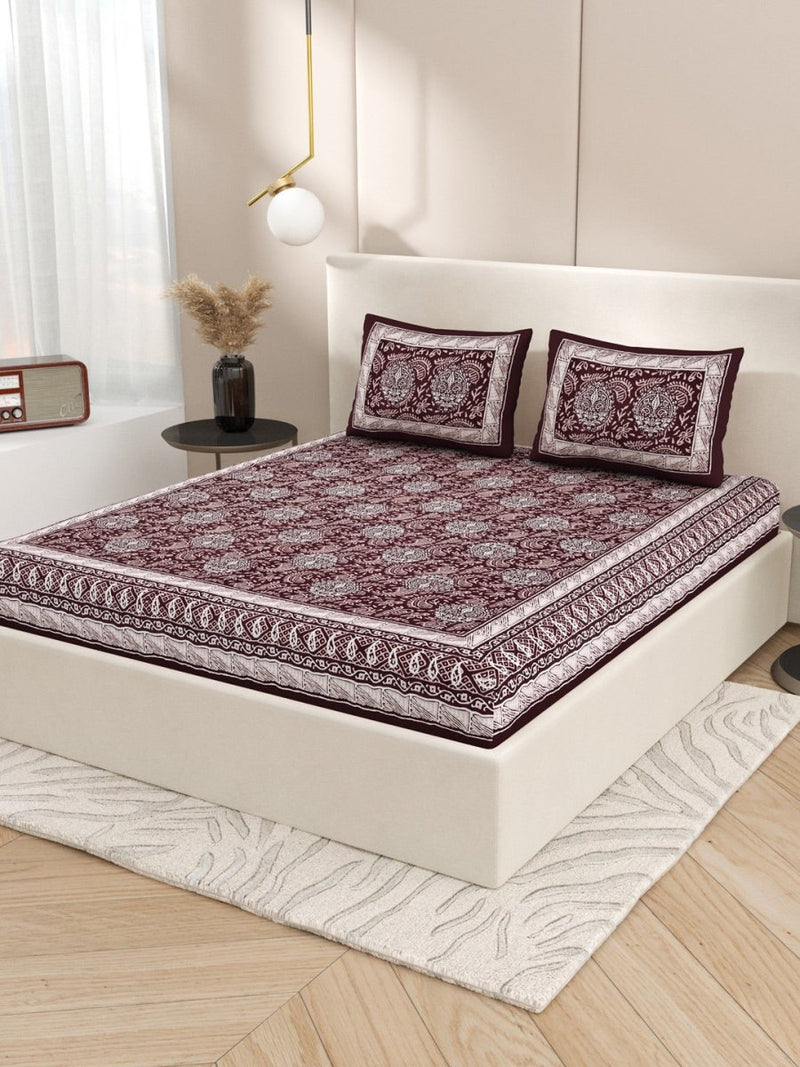 Buy Brown Interiors Hand Block Printed Cotton Queen Size Bedding Set | Shop Verified Sustainable Bedding on Brown Living™