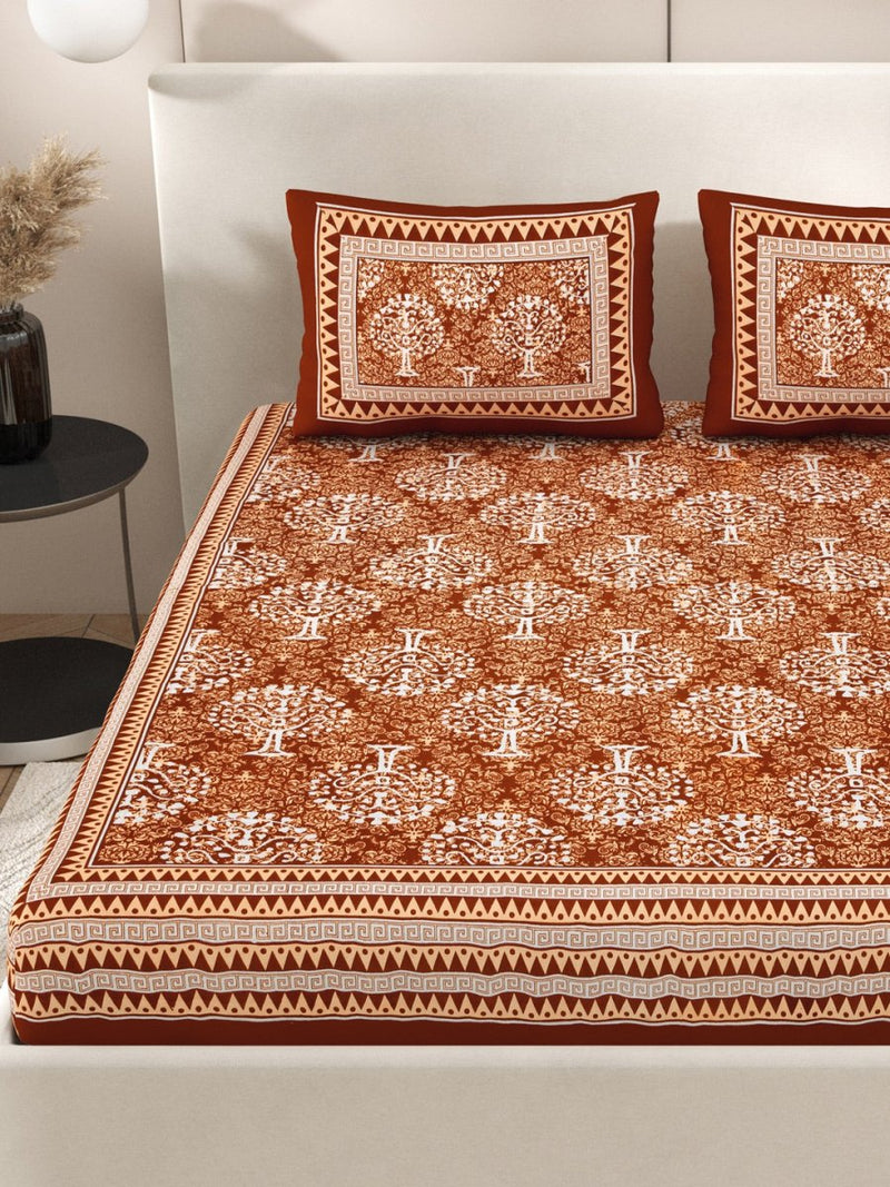 Buy Brown Interiors Hand Block Printed Cotton Queen Size Bedding Set | Shop Verified Sustainable Bedding on Brown Living™