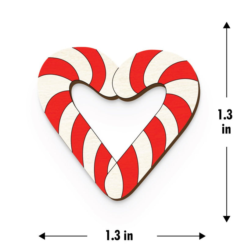 Buy Candy Cane Heart Hand Painted Wooden Pin | Shop Verified Sustainable Products on Brown Living