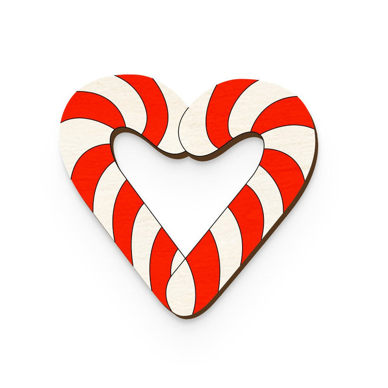 Buy Candy Cane Heart Hand Painted Wooden Pin | Shop Verified Sustainable Products on Brown Living