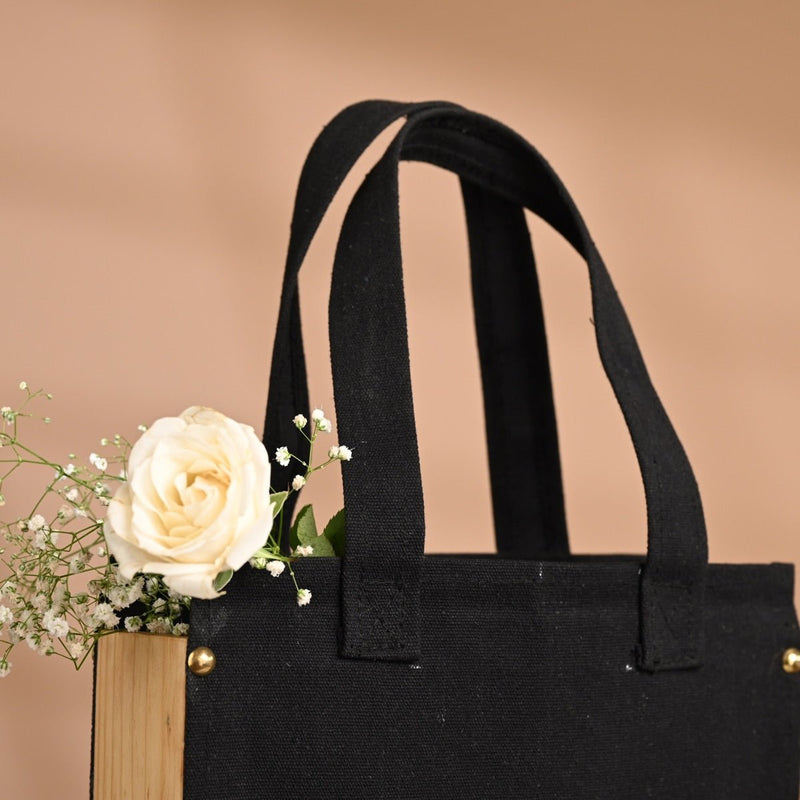 Buy Canvas Small Tote Bag- Black | Shop Verified Sustainable Womens Accessories on Brown Living™