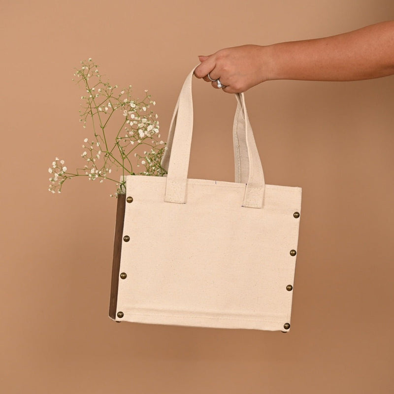 Buy Canvas Small Tote Bag- White | Shop Verified Sustainable Womens Accessories on Brown Living™