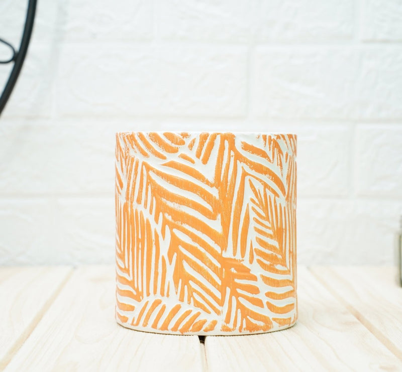 Buy Ceramic Pots For Indoor Plants 14 X 15 Cm (Orange Leaf) | Shop Verified Sustainable Pots & Planters on Brown Living™