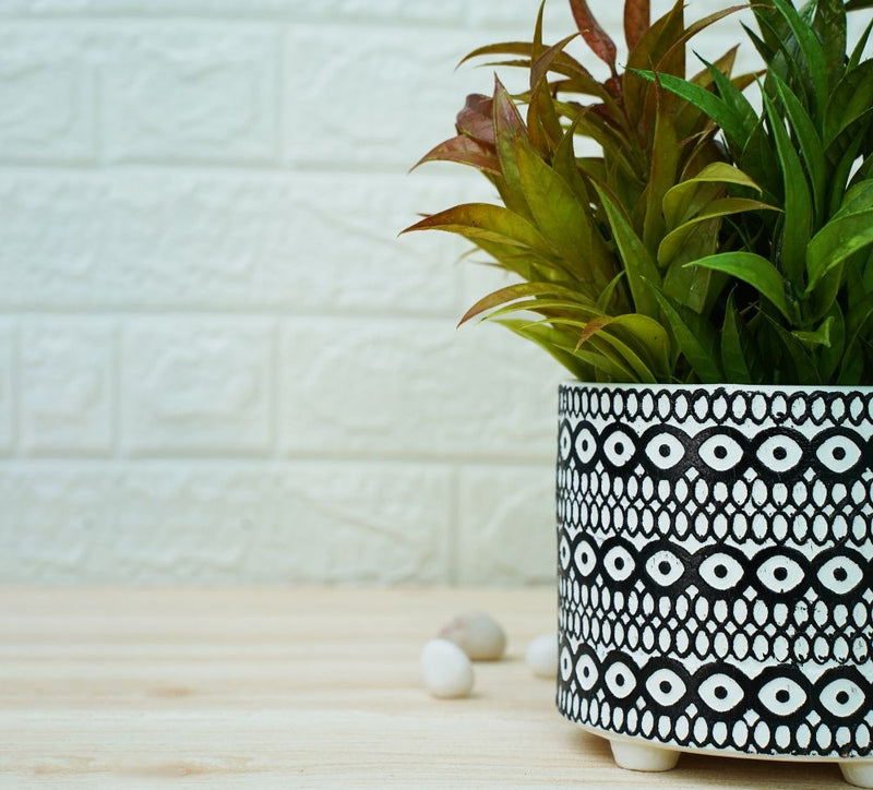 Buy Ceramic Pots for Plants | Black Moroccan Pattern | Shop Verified Sustainable Pots & Planters on Brown Living™