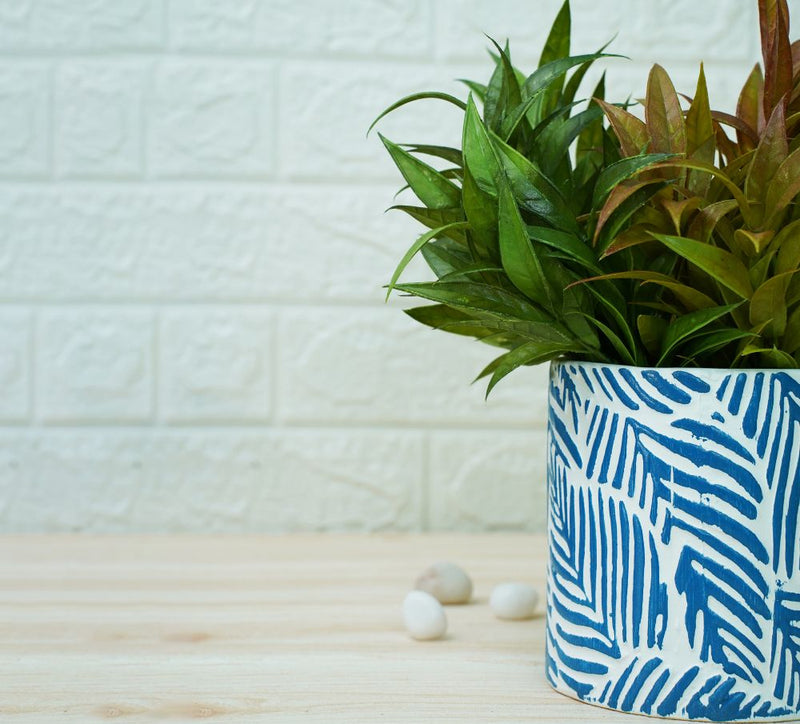 Buy Ceramic Pots for Plants | Blue Leaf Pattern | Shop Verified Sustainable Pots & Planters on Brown Living™