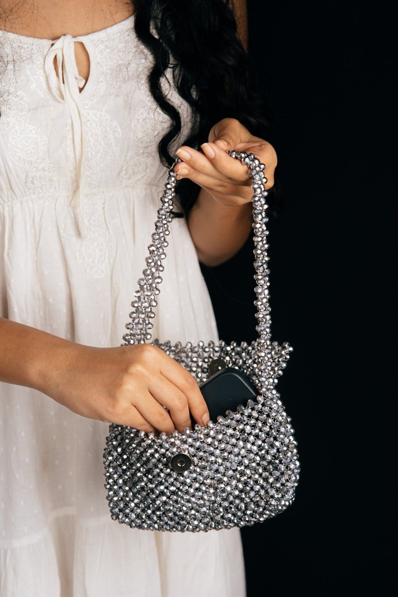 Buy Chandni Baguette| Womens Handbag | Crystal glass beaded | Shop Verified Sustainable Womens Handbag on Brown Living™