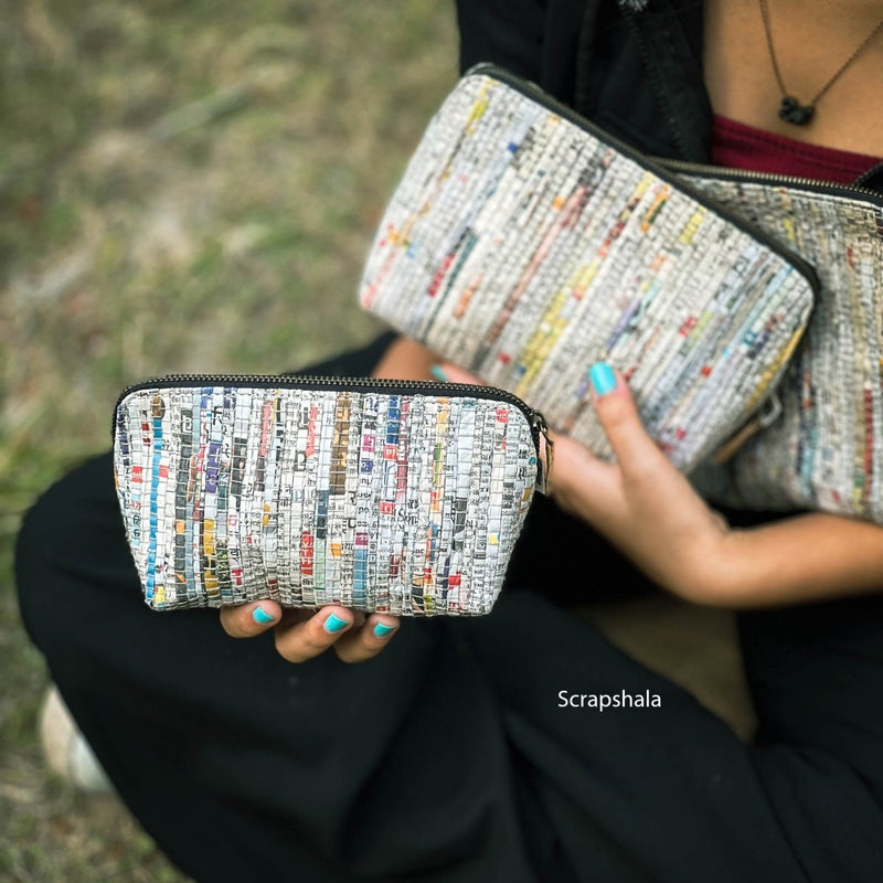 Buy Charcha Zip Pouch set of 3 | Handloom textile | Upcycled | Space Saver | Shop Verified Sustainable Travel Organiser on Brown Living™