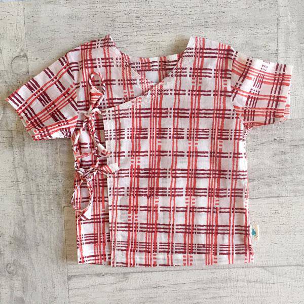 Buy Checks Print Angarakha Top with White Pants | Shop Verified Sustainable Kids Daywear Sets on Brown Living™