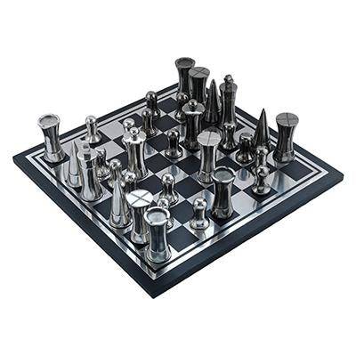 Buy Chess Board Game Black and Silver Finish 13.5" - Stout | Shop Verified Sustainable Learning & Educational Toys on Brown Living™