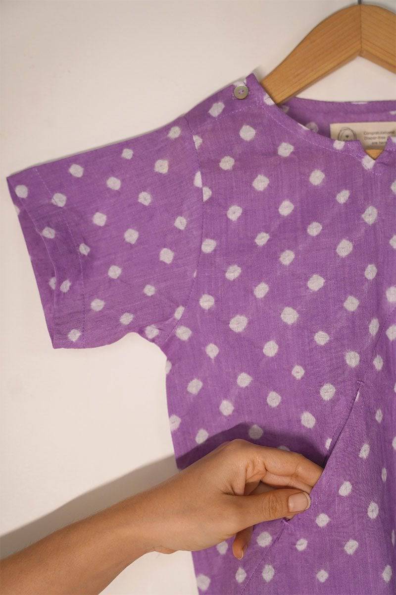 Buy Chuck A Wobbly' Unisex Bandhani Parsi Jhabla T-Shirt In Purple | Shop Verified Sustainable Kids Tops on Brown Living™